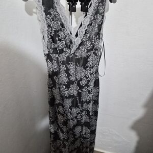 Marshalls Black and White Floral Lace Trim Slip Dress